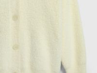 Кардиган из пушистой пряжи на пуговицах, Желтый