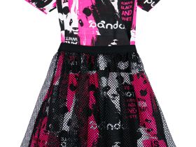 Комплект трикотажный для девочек: платье, юбка