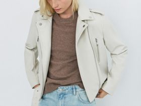 Куртка-косуха из искусственной кожи, Бежевый