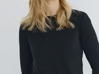 Лонгслив с содержанием модала и шёлка, Черный