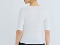 Футболка в рубчик с V-вырезом, Белый