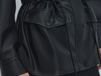 Куртка-рубашка на кулиске из искусственной кожи, Черный