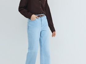 Рубашка с длинным рукавом из смесового льна, Коричневый