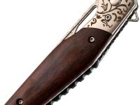 Складной нож Витязь B5298D, сталь дамаск, рукоять дерево, художественное травление