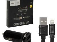 Автомобильное зарядное устройство Hoco Z1 2xUSB/кабель USB- Lightning 2.1A (черный)
