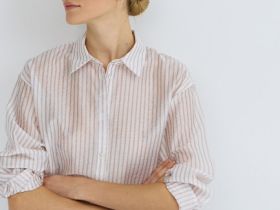 Блузка из лиоцелла в полоску, Белый