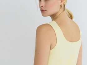 Вязаный топ с акцентными пуговицами, Желтый