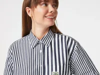 Женская рубашка Lacoste x Bandier из хлопкового поплина в полоску