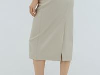 Прямая юбка миди из искусственной кожи, Бежевый