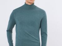 Базовый джемпер с высоким воротником, Голубой