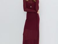 Вязаное платье с поясом, Фиолетовый