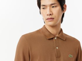 Мужское поло Lacoste L.13.12 классического кроя с длинным рукавом
