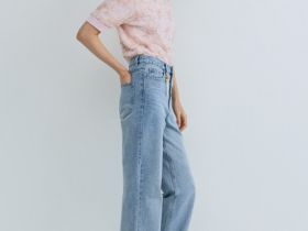 Прямые джинсы с брелоком, Голубой