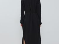 Платье-рубашка с поясом, Черный