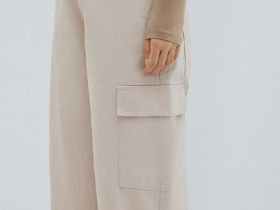 Хлопковые брюки карго с накладными карманами, Бежевый