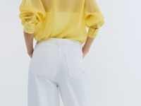 Широкие джинсы с асимметричной застёжкой, Белый