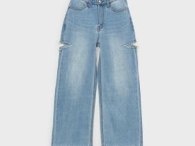 Брюки текстильные джинсовые для девочек