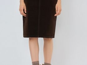 Джинсовая юбка с бархатным напылением, Коричневый