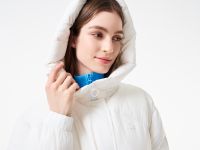 Женский короткий пуховик Lacoste с поясом и высоким воротом