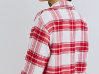 Пижамная рубашка в клетку из фланели, Красный