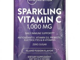 MRM, шипучий витамин C, вкус тропических фруктов, 1000 мг, 30 пакетиков, 6 г (0,21 унции)