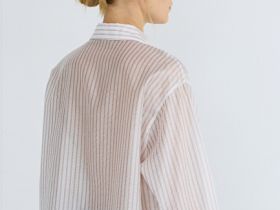 Блузка из лиоцелла в полоску, Белый