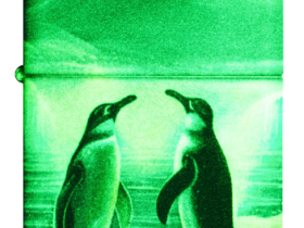 Зажигалка ZIPPO Penguin с покрытием Glow In The Dark Green, латунь/сталь, разноцветная, 38x13x57 мм