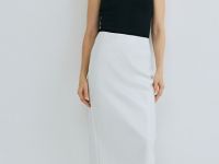 Прямая юбка миди из искусственной кожи, Белый