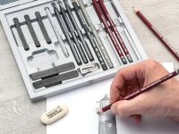 Набор художественный Cretacolor "SILVER BOX" в деревянной коробке окрашенной в серебряный цвет