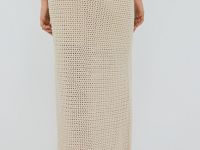 Юбка макси ажурной вязки, Бежевый