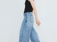 Широкие джинсы с высокой посадкой из лиоцелла, Голубой