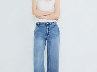 Широкие джинсы с высокой посадкой из лиоцелла, Голубой