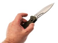 Складной нож Obertech ns-01 Drop point satin, сталь VG-10, рукоять G10, олива