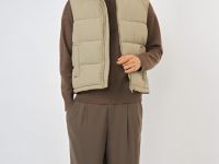 Стёганый утеплённый жилет с воротником-стойкой, Бежевый