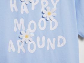 Свободная футболка для девочек, Голубой