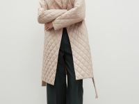 Стеганое утепленное пальто с поясом