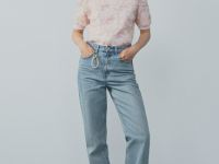 Прямые джинсы с брелоком, Голубой