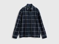 Рубашка в клетку с накладным карманом, Черный