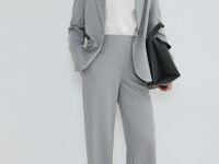 Прямые брюки из трикотажа, Серый