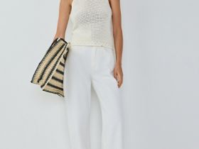 Вязаный топ кроше, Бежевый