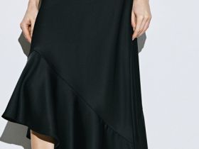 Атласная юбка миди А-силуэта, Черный