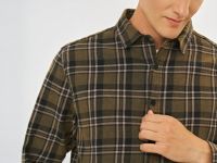 Рубашка в клетку с эффектом стирки, Желтый