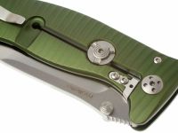 Нож складной LionSteel SR1A GS GREEN, сталь D2 Satin Finish, рукоять алюминий (Solid®), зелёный