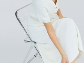 Вязаная юбка миди А-силуэта, Белый