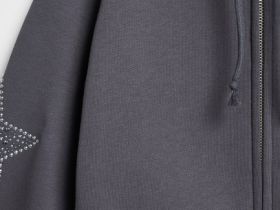 Толстовка на молнии со стразами для девочек, Серый