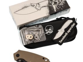 Нож Barmaley Knives Seadevil, сталь D2, рукоять G10/сталь, песочный, вейв