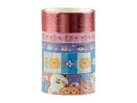 Набор клейких декоративных лент MESHU "Bubble animals", 5 шт