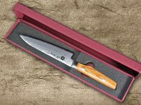 Кухонный нож овощной Shimomura, сталь VG-10 Damascus, рукоять pakka wood