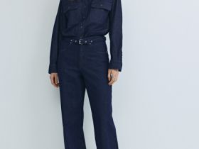 Широкие джинсы Wide leg с ремнём, Синий