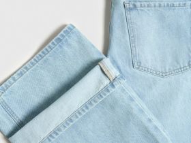 Широкие джинсы из плотного денима, Голубой